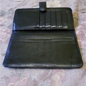 Vintage Black Leather Coach Checkbook Wallet